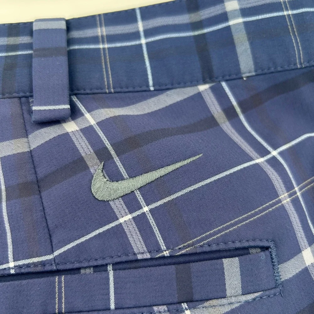 Nike Golf Mens Blue Plaid Flat Front Performance Shorts Size 40